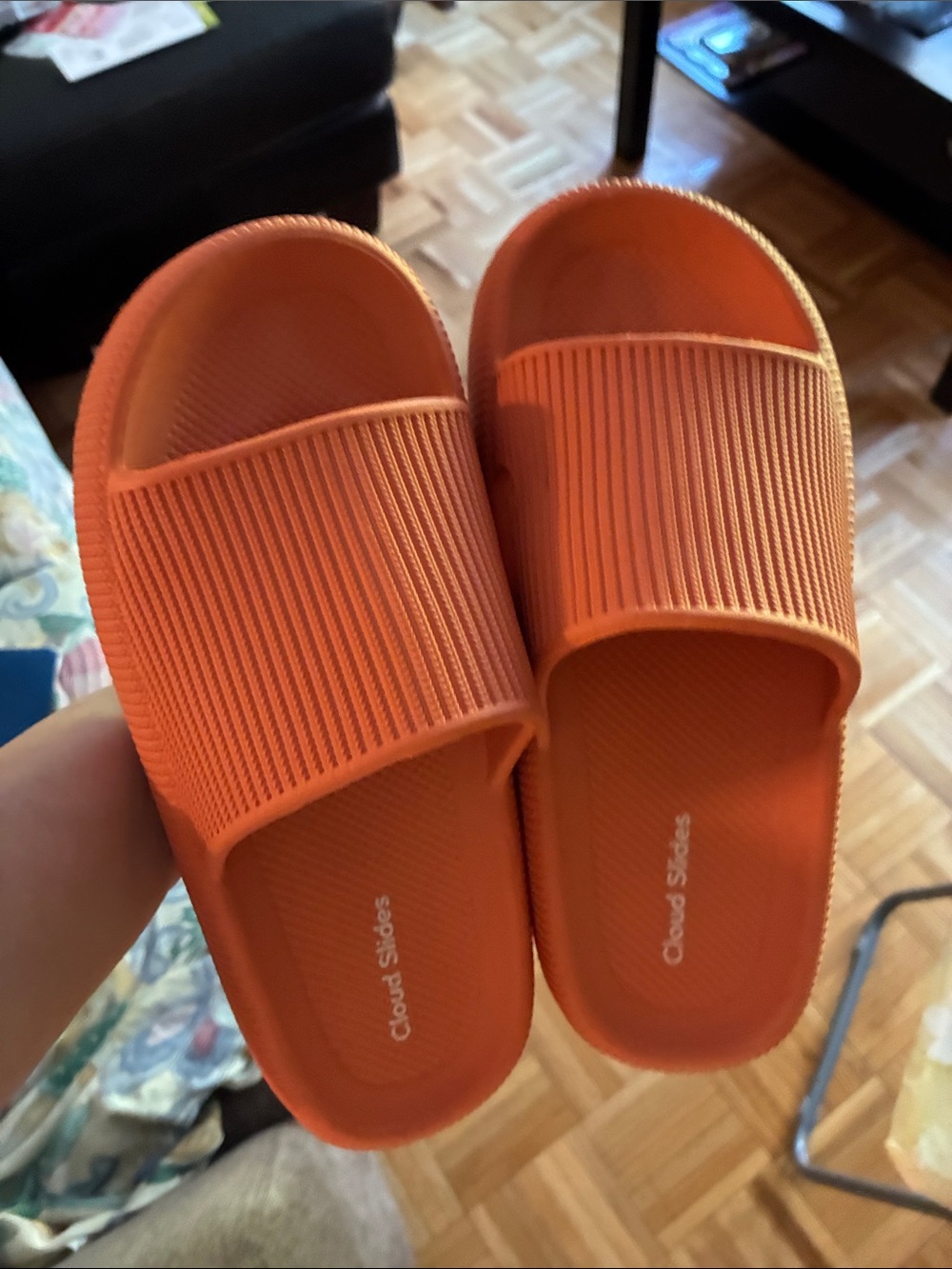 Cloud Slides Women's Orange Ribbed Slide Sandals